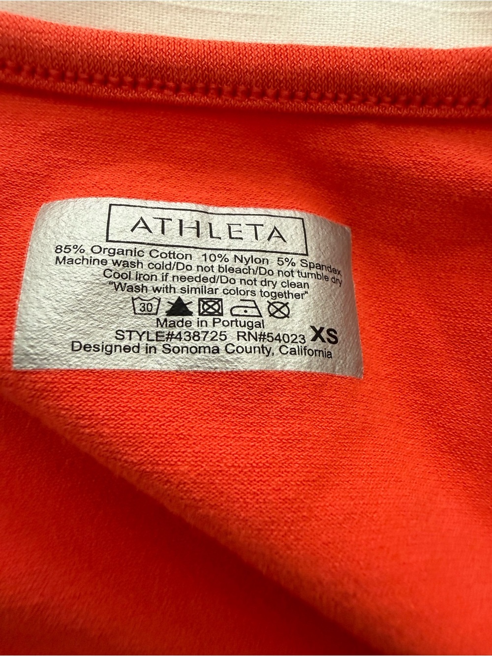 Athleta Women's Pure Ruched Sides Organic Cotton T-Shirt and Tank Orange Size XS - Picture 7 of 12